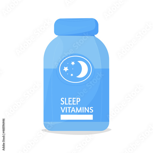 sleep vitamins. Image isolated on white background. biologically active additive. Recovery of melatonin levels. Healthy lifestyle. Vector illustration, flat