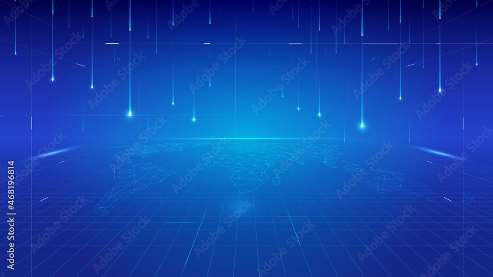 Fototapeta premium Internet technology internationalization globalization futuristic space exhibition hall background