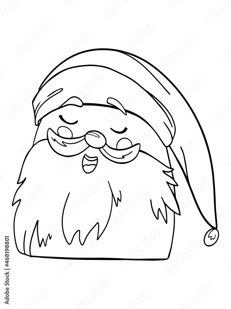 Fototapeta premium santa claus coloring book poster new year cartoon character for kids outline illustration isolate on white background vector doodle sketch holiday print