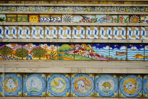 Typical sicilian painted majolica over the stairs