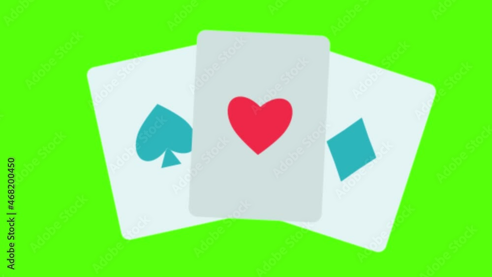 A vector design of a cards game on a green screen background for chroma