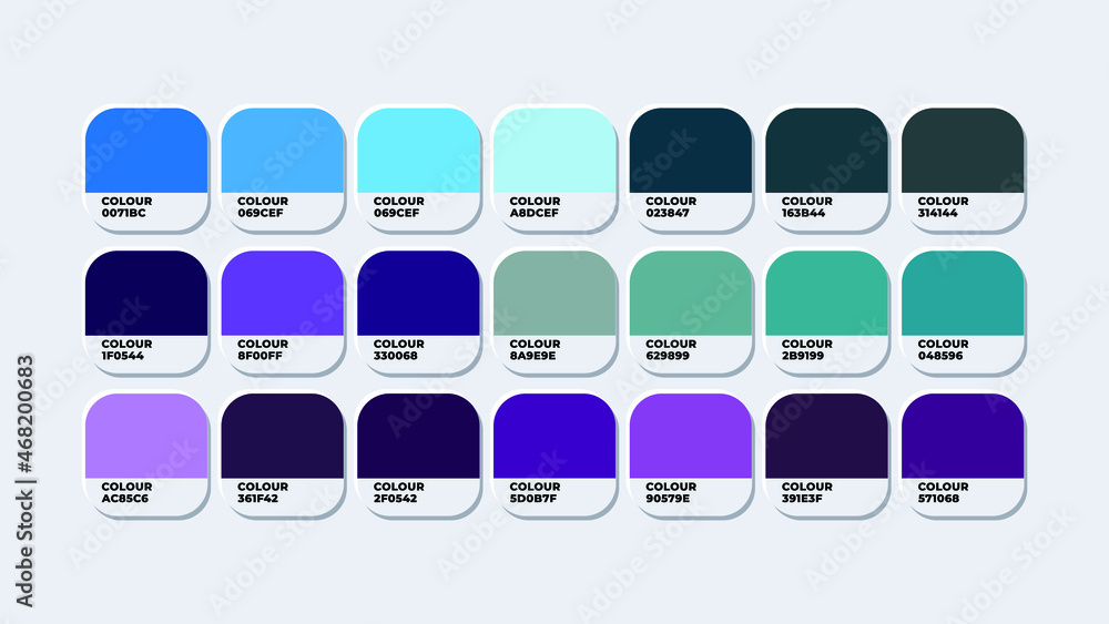 Pantone Colour Palette Catalog Samples blue and purple in RGB HEX ...