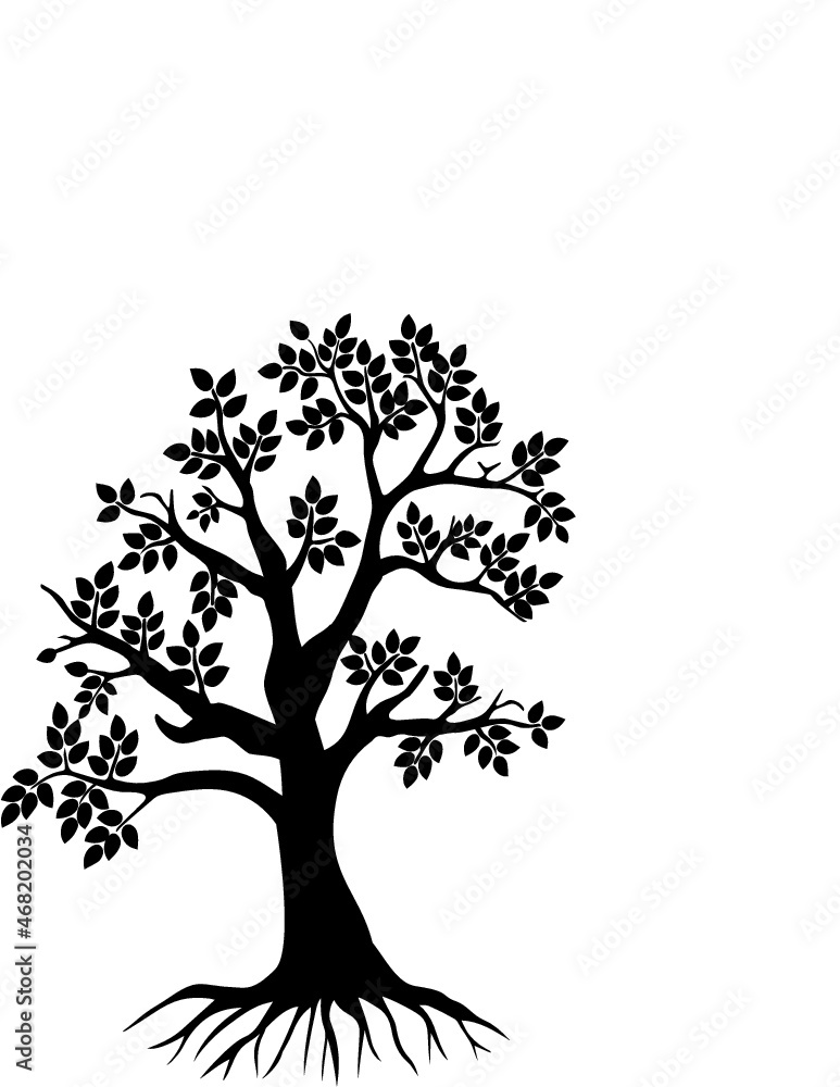Obraz premium tree, nature, vector, branch, leaf, spring, illustration, plant, season, silhouette, summer, autumn, flower, leaves, art, design, blossom, winter, cherry, fall, drawing, symbol, environment, life, dec