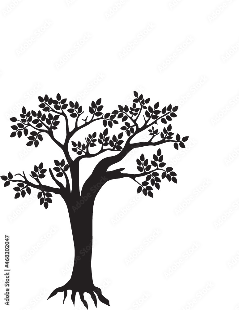 Obraz premium tree, nature, vector, branch, leaf, spring, illustration, plant, season, silhouette, summer, autumn, flower, leaves, art, design, blossom, winter, cherry, fall, drawing, symbol, environment, life, dec
