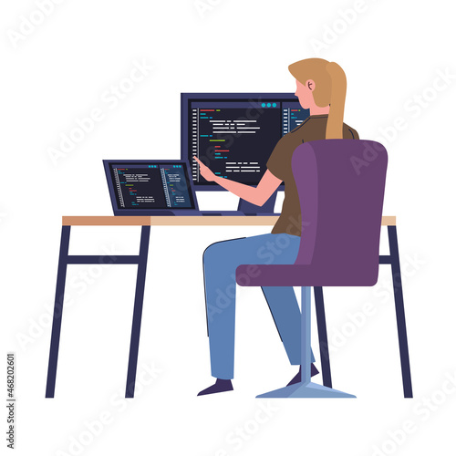 worker female of developer web