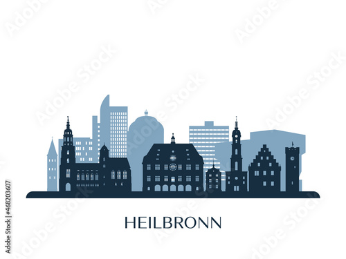 Heilbronn skyline, monochrome silhouette. Vector illustration.