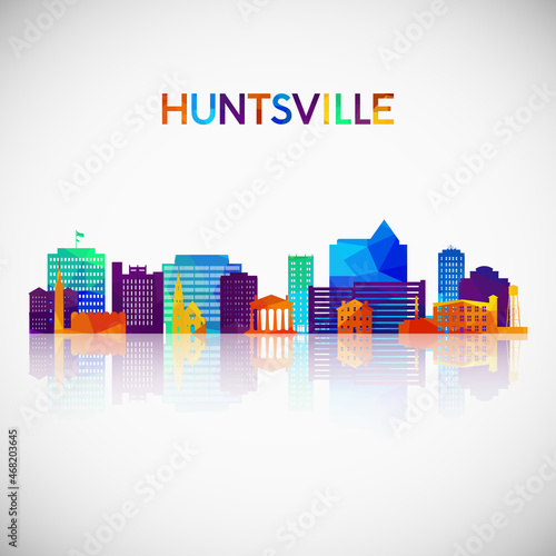 Huntsville skyline silhouette in colorful geometric style. Symbol for your design. Vector illustration.