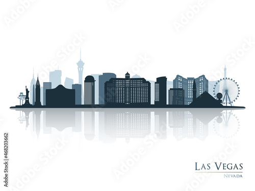 Las Vegas skyline silhouette with reflection. Landscape Las Vegas, Nevada. Vector illustration.