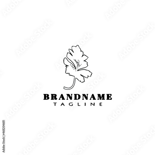 cilantro logo cartoon icon black isolated vector illustration