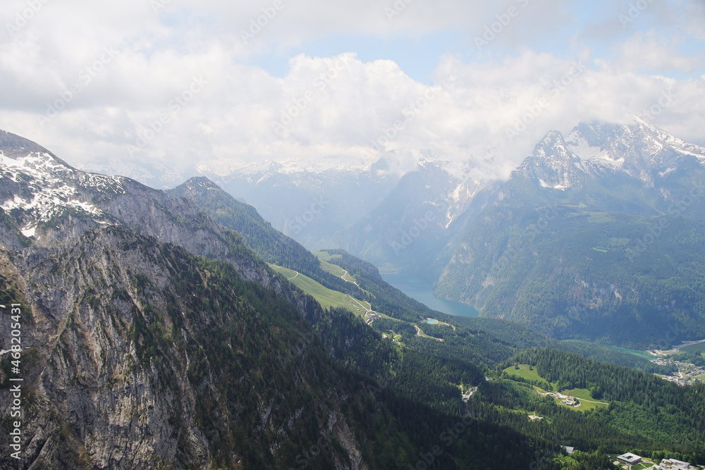 Naklejka premium Panorama opening from Kehlstain mountain, the Bavarian Alps, Germany