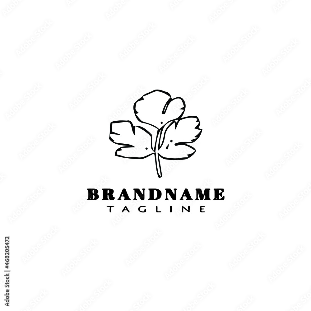 Obraz premium cilantro logo cartoon icon design template black isolated vector hand drawn