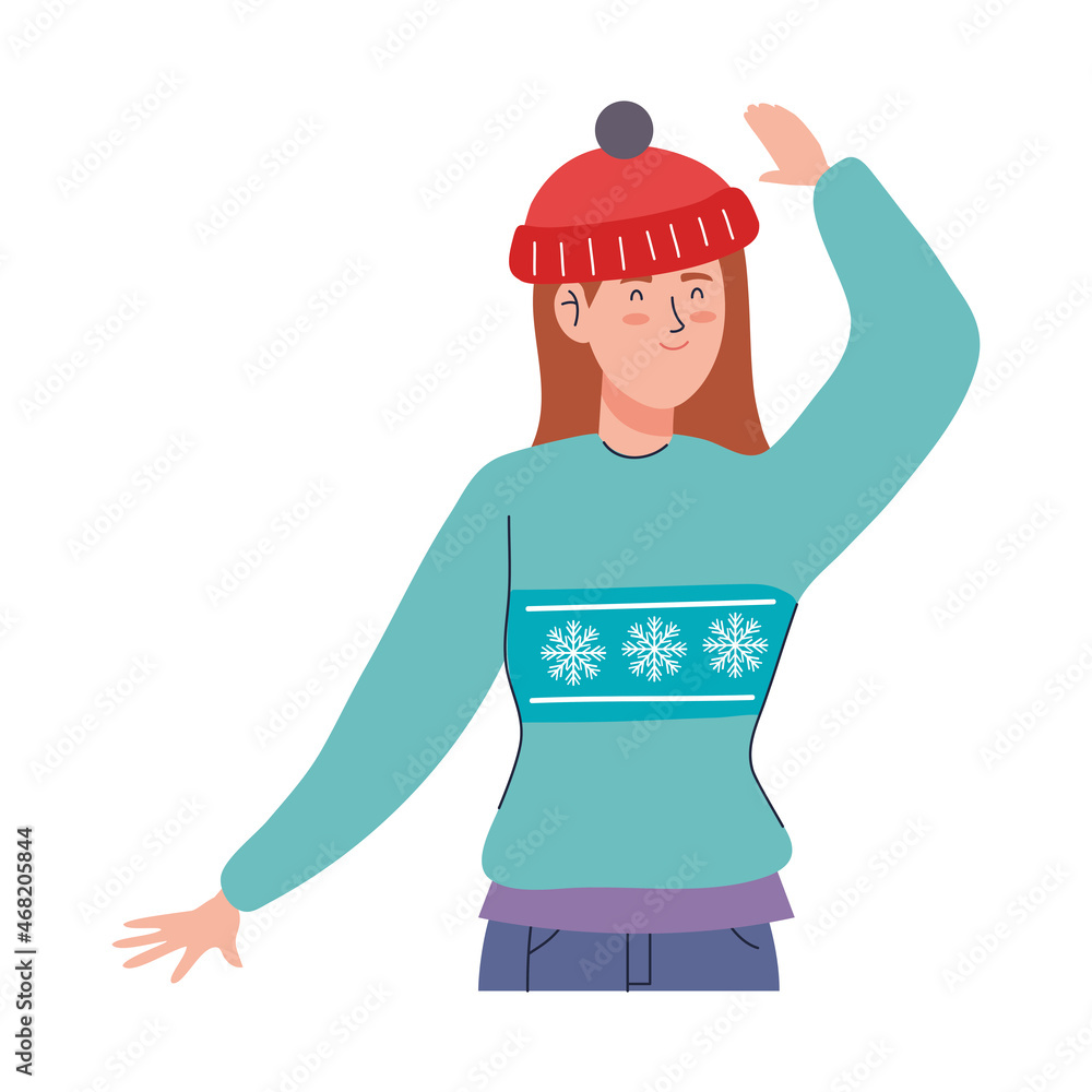 woman using christmas sweater celebrating
