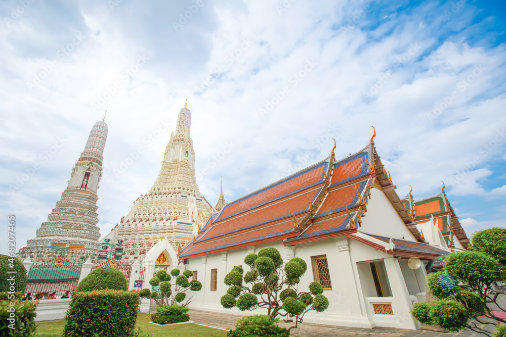 Wat Arun and Phra Prang along the Chao Phraya River Destinations and symbols of Bangkok and Siam