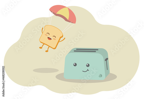 cute illustration of a toaster with bread