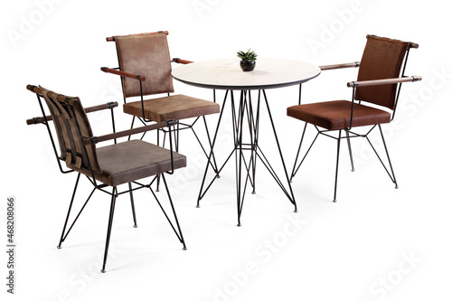 dining table and chairs isolated on white background 