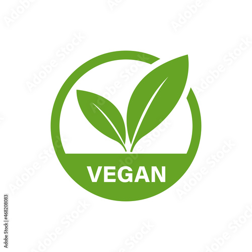 Vegan round icon. Green organic isolated logo food industry. Vector