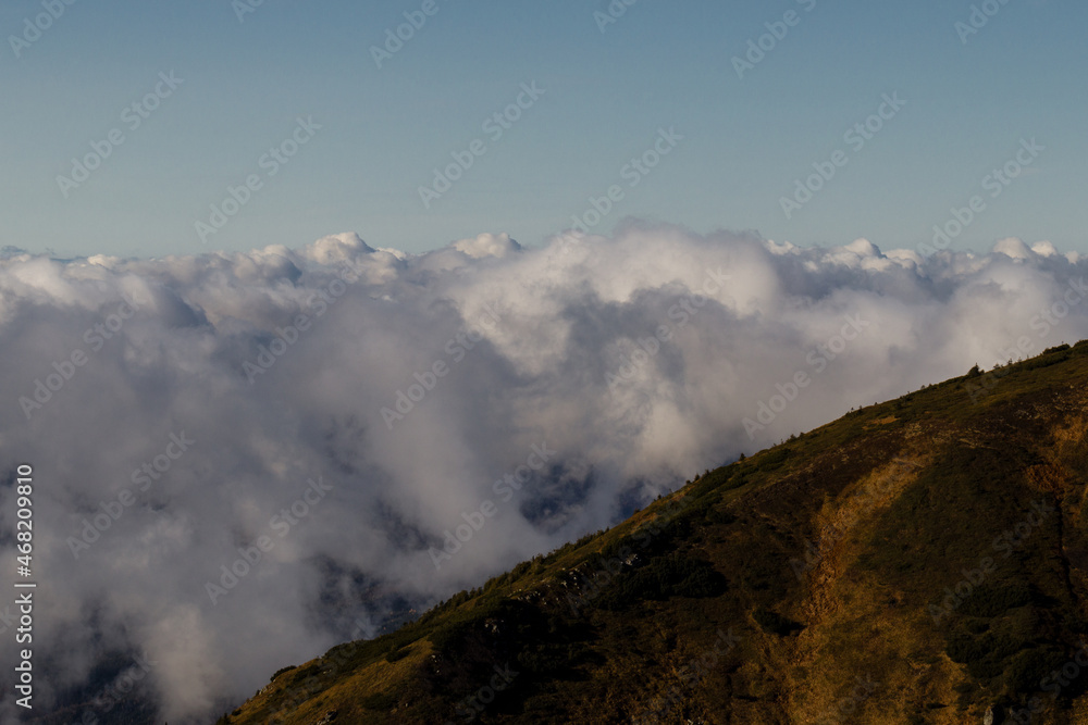 clouds and fog in the mountains
