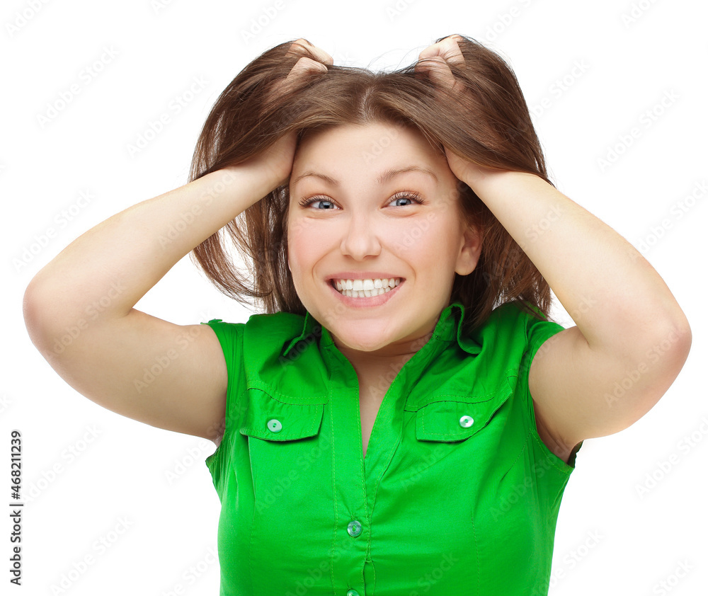Portrait of pretty girl , laughing at camera Portrait of pretty girl , laughing at camera