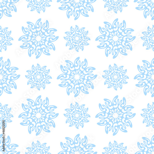 Winter seamless pattern with colorful gradient snowflakes on white background. Vector illustration for fabric  textile wallpaper  posters  gift wrapping paper. Christmas vector illustration