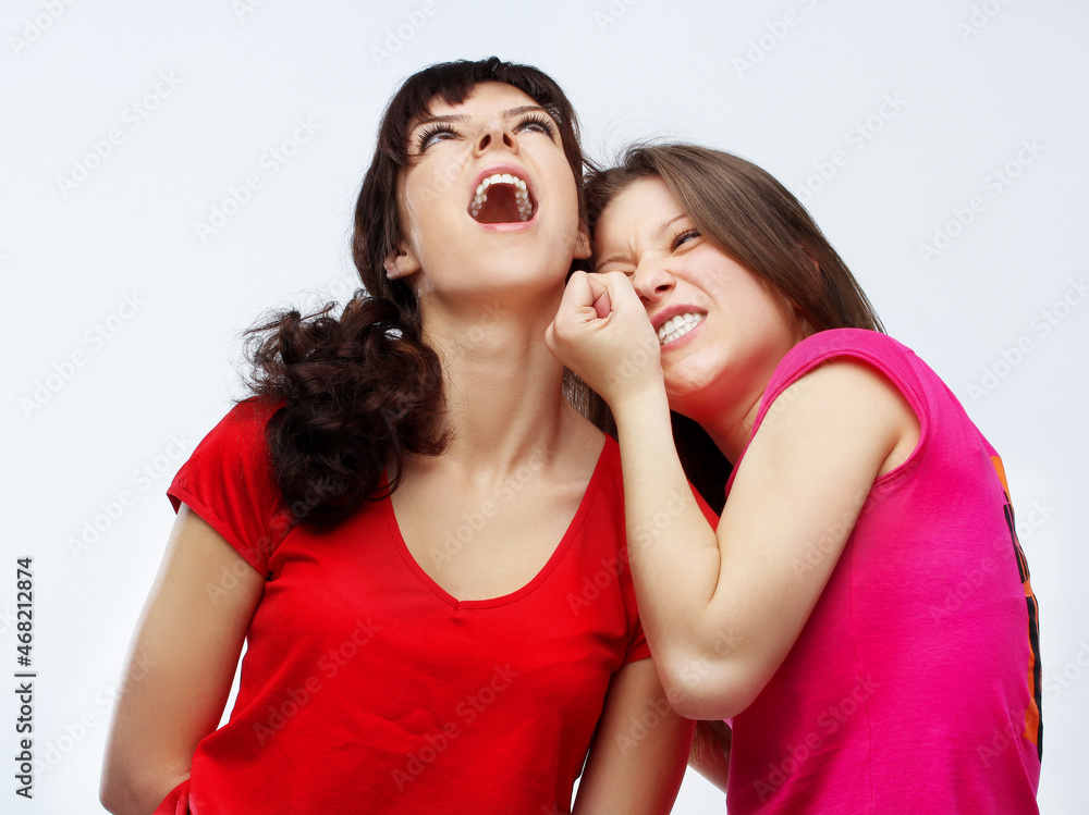 Angry girlfriend,Gossip.Beauty portrait of a young girls. Angry girlfriend,Gossip.Beauty portrait of a young girls.