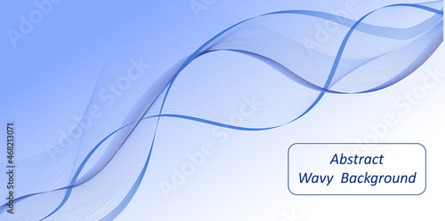 Blue wave background. Dynamic swirl swoosh, blue flowing water wave, undulate air wind veil. Modern trendy design for banner decoration. Vector illustration