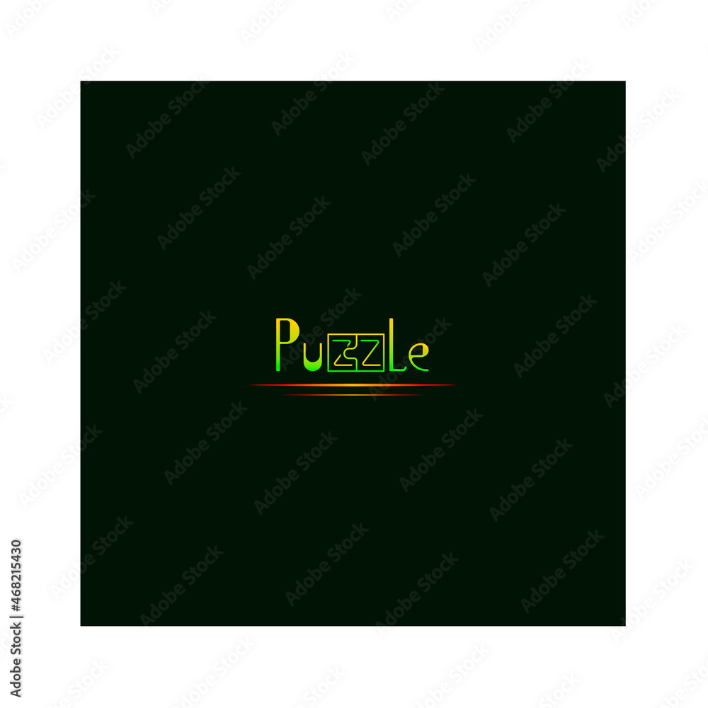 vector puzzle logo in neon style