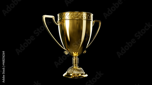 pretty goldish trophy goblet - championship achievement symbol, isolated - object 3D illustration