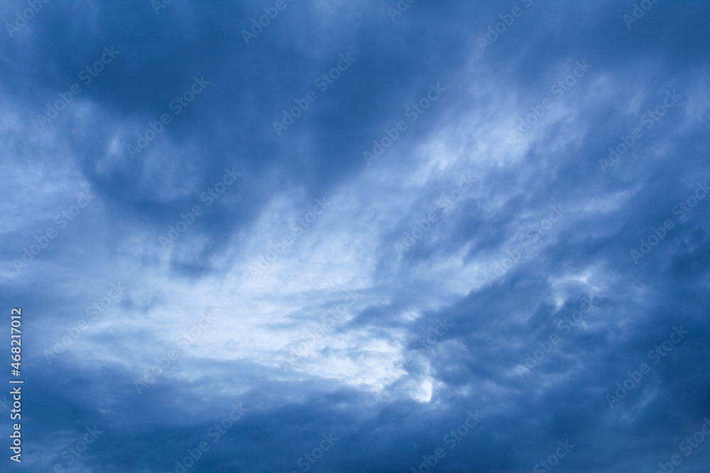 Background of thick blue clouds