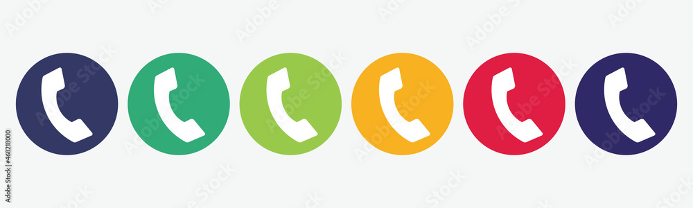 Collection of 6 buttons with phone icon. Collection of 6 buttons with phone icon.