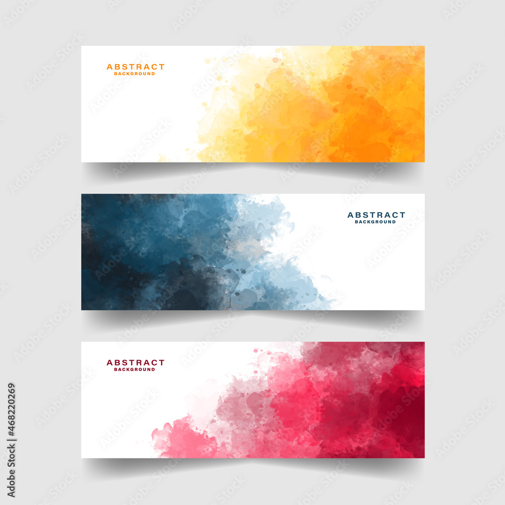 Fototapeta premium Set of colorful watercolor background for banner or card.