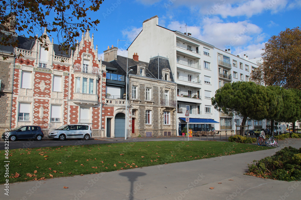street, houses and flat buildings in saint-nazaire (france) 