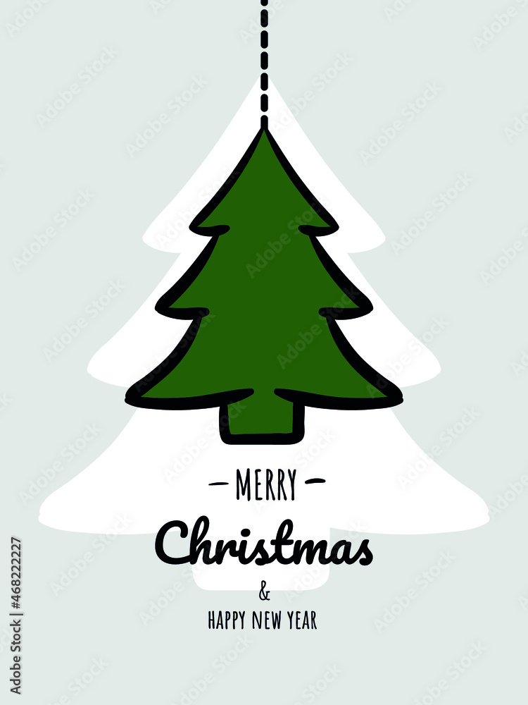 Merry Christmas card with hand drawn christmas tree. Doodle and sketch vector Christmas illustrations. Merry Christmas card with hand drawn christmas tree. Doodle and sketch vector Christmas illustrations.