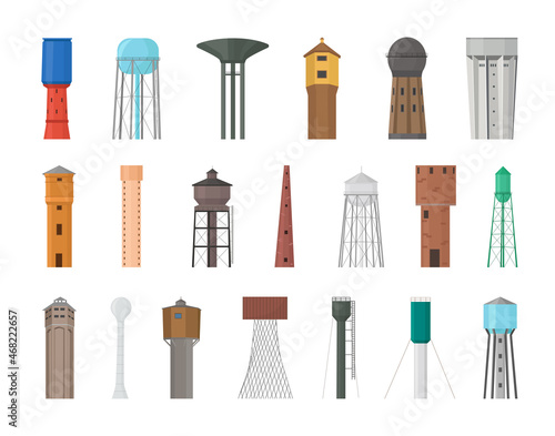 Vector collection of water towers.