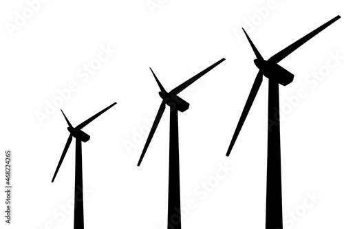 wind generator on blue sky background. electricity production. place for text, at sunset