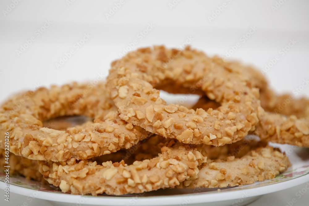 Peanut butter cookie recipe on the beautiful plate.
Peanut butter cookie recipe on the beautiful plate.