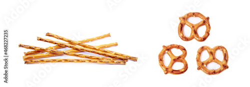 Salty cracker pretzel isolated on white background