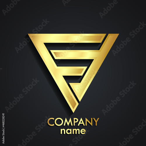 3d golden abstract shape triangle logo