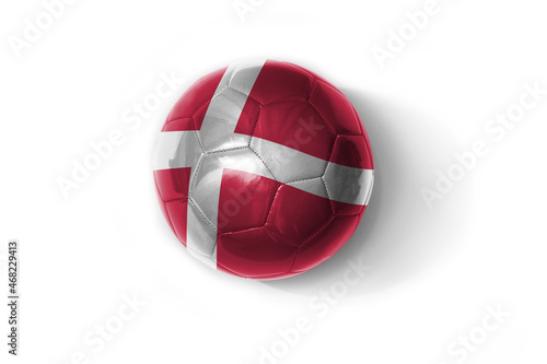 realistic football ball with national flag of denmark on the white background
