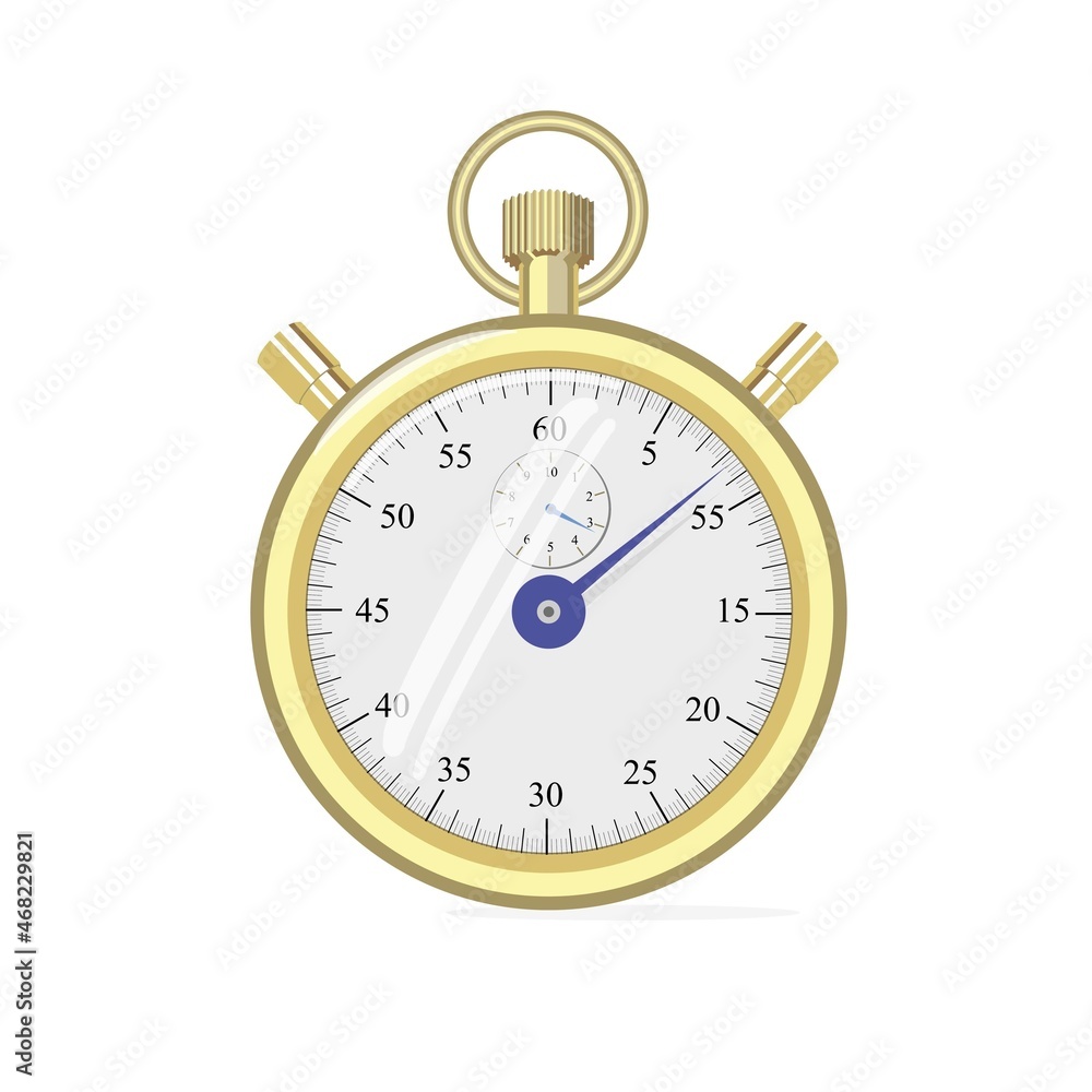 A golden stop watch. A timer clock to measure time. A golden stop watch. A timer clock to measure time.