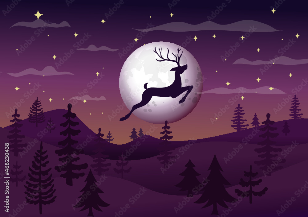 Deer Moonlight Xmas