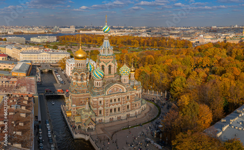view of the Church of the Savior on Spilled Blood. St. Petersburg. September 2021