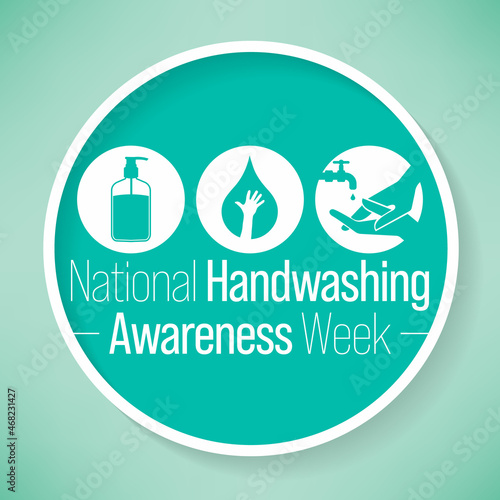 Handwashing awareness week is observed every year in December, highlights the importance of hand washing with soap and water at home, in the community, and around the world. Vector illustration
