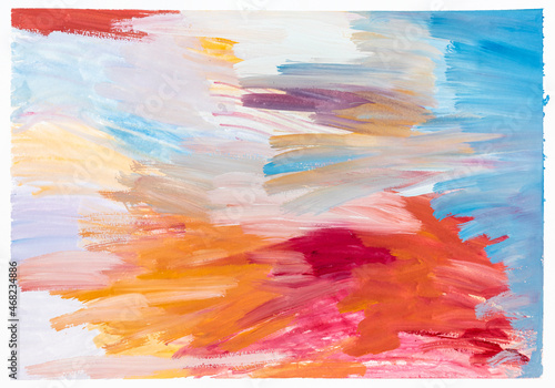 Fototapeta abstract colorful composition of brushstrokes hand painted with light gouache pa