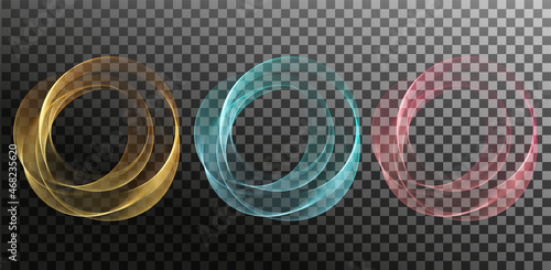 Abstract Waves. Shiny circle moving lines design element on dark background for greeting card and disqount voucher.