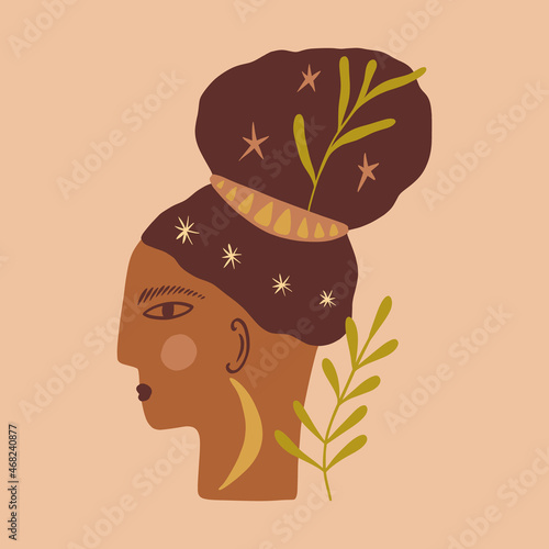 Boho modern abstract ethnic brazil woman art print vector illustration