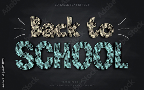 Editable artistic sketch chalkboard back to school text effect. Fancy font style perfect for heading, title and design element.