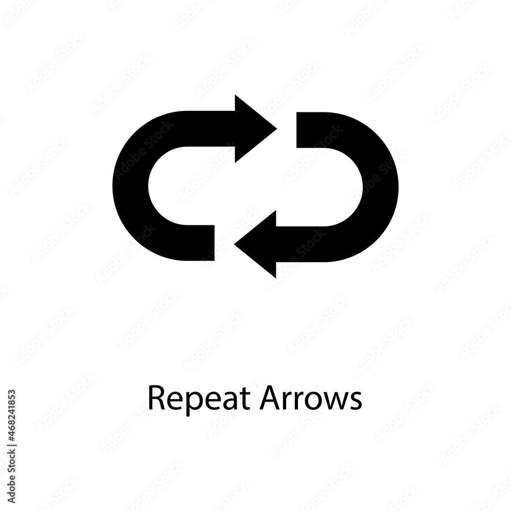 Repeat Arrows Trendy solid icon isolated on white and blank background for your design Repeat Arrows Trendy solid icon isolated on white and blank background for your design