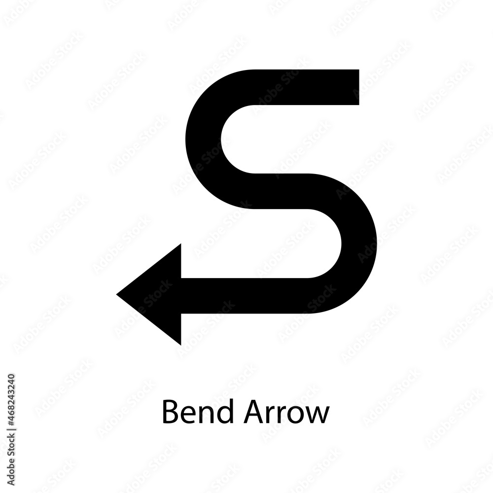 Bend Arrow Trendy solid icon isolated on white and blank background for your design Bend Arrow Trendy solid icon isolated on white and blank background for your design