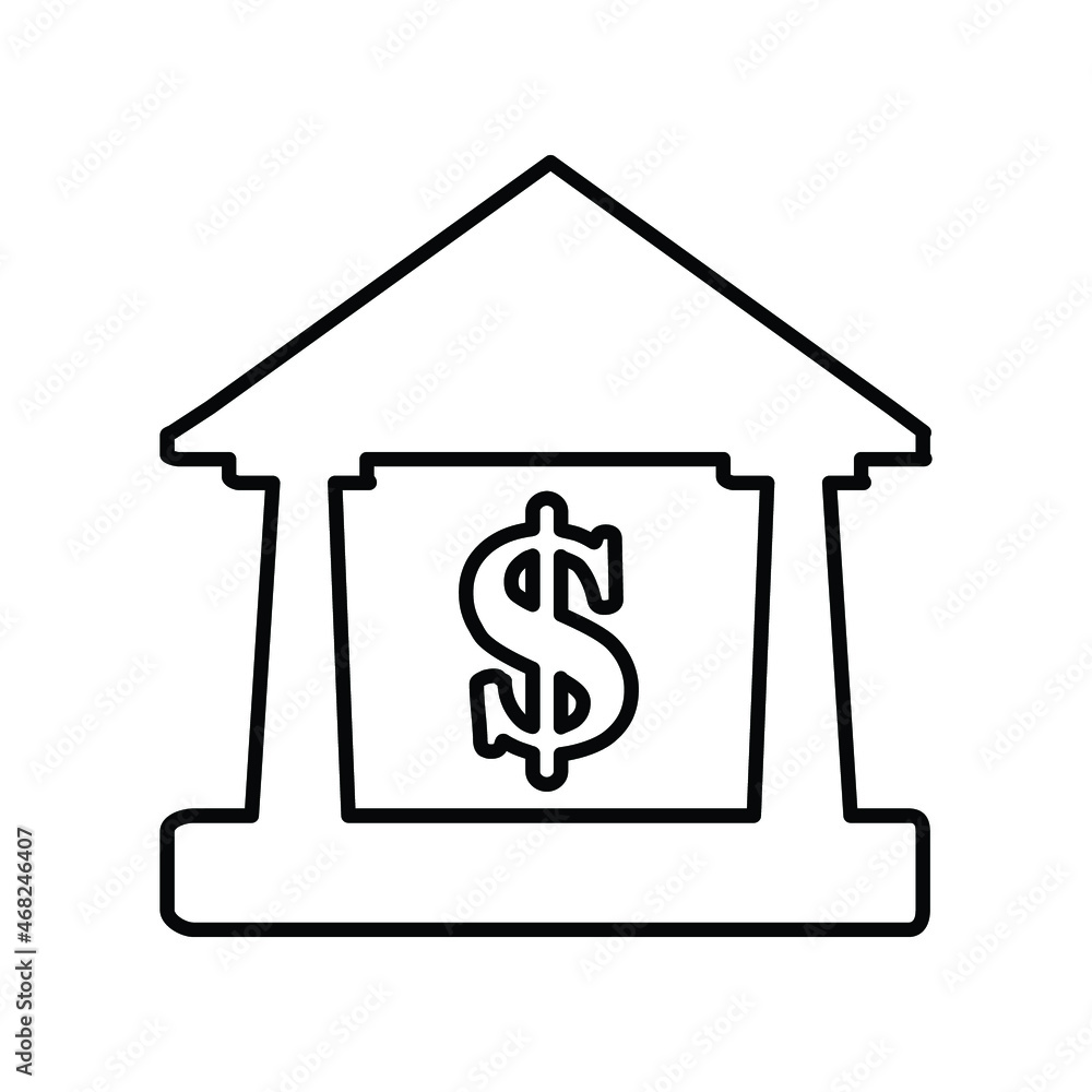 House, home, financial, bank, shopping, building, banking outline icon. Line vector design. House, home, financial, bank, shopping, building, banking outline icon. Line vector design.