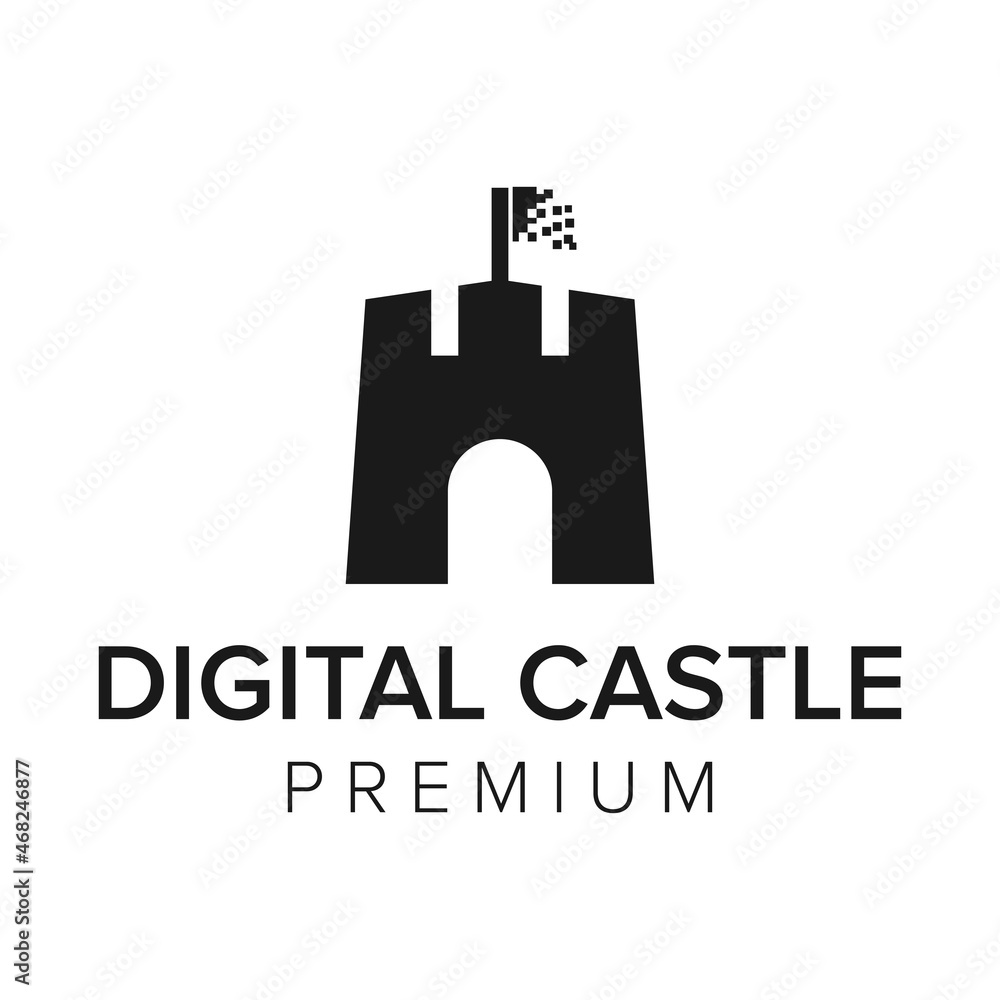 digital castle logo icon vector template